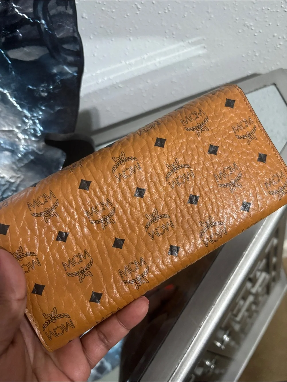 MCM Cognac Visetos Folded Logo Wallet - Picture 6 of 8